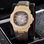 Japan Grade Patek Philippe Copy Watches Nautilus Diamonds Watches Yellow Gold Gray Gradient Dial